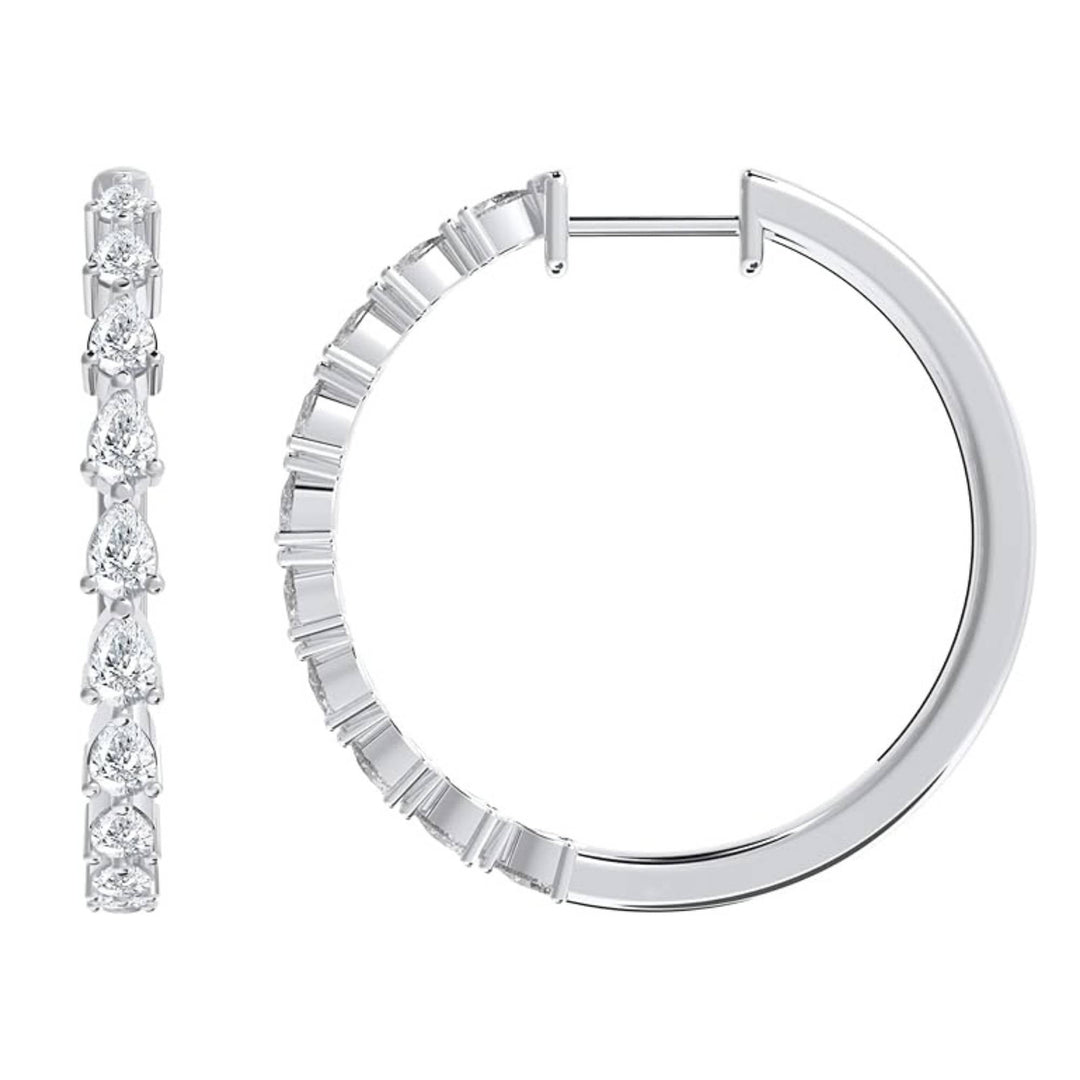 1 Ct Pear Cut Lab Grown Diamond Hoop Earrings - Dewberry Diamonds