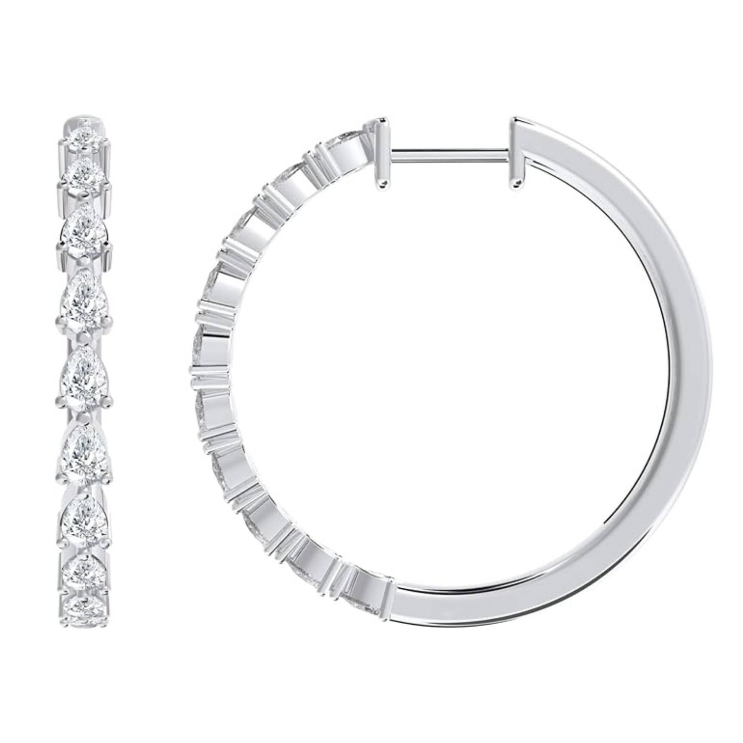 1 Ct Pear Cut Lab Grown Diamond Hoop Earrings - Dewberry Diamonds