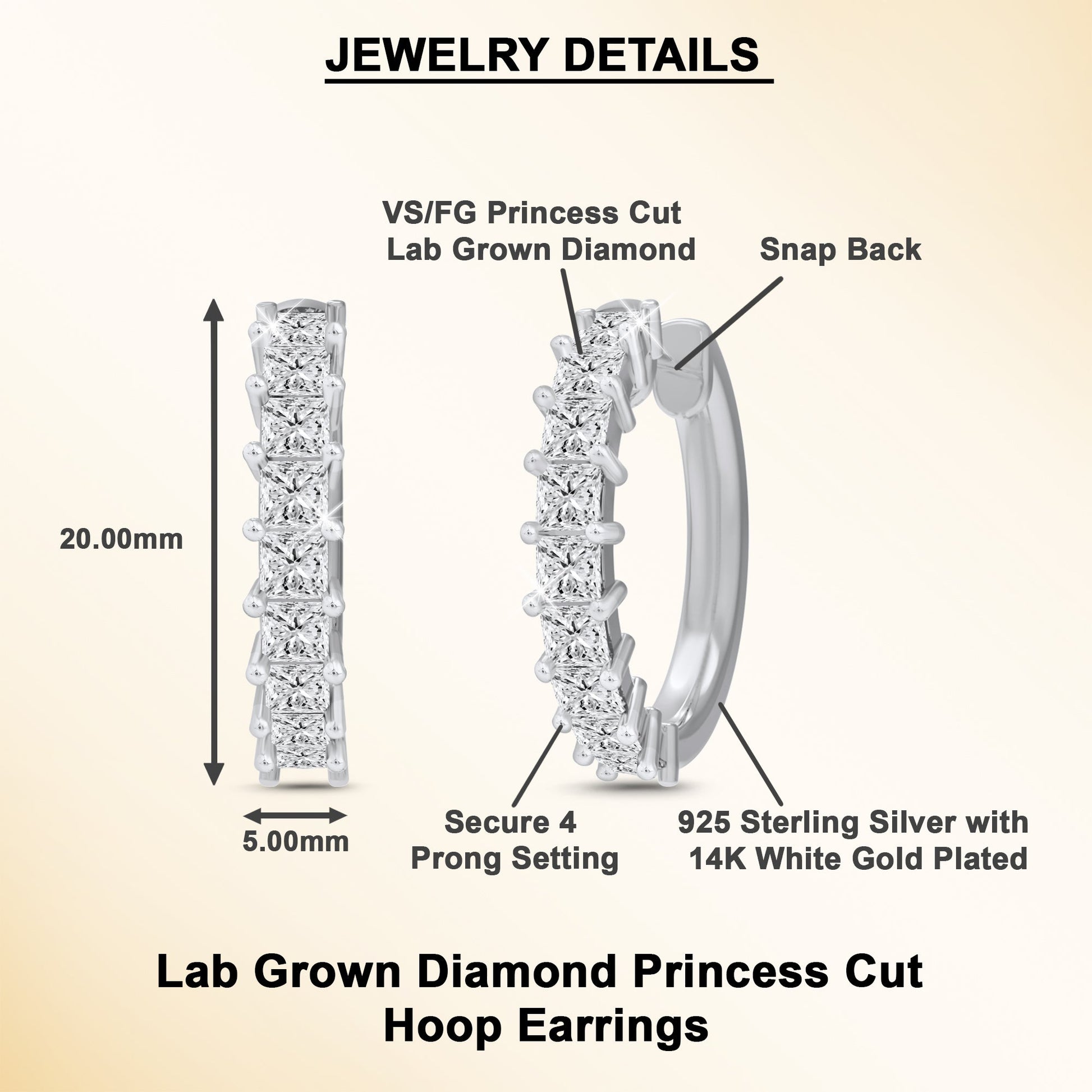 1 Cttw Princess Cut Lab Grown Diamond Hoop Earrings - Dewberry Diamonds