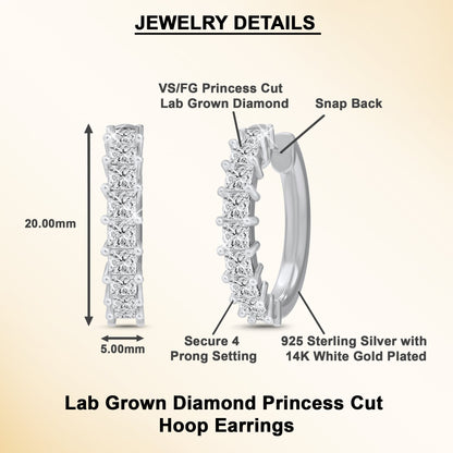 1 Cttw Princess Cut Lab Grown Diamond Hoop Earrings - Dewberry Diamonds