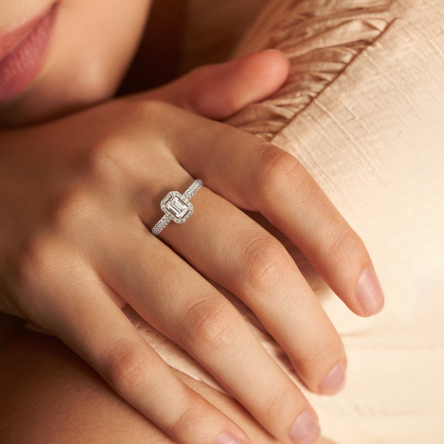1.00 CT Lab Grown Diamond Halo Engagement Ring - Dewberry Diamonds