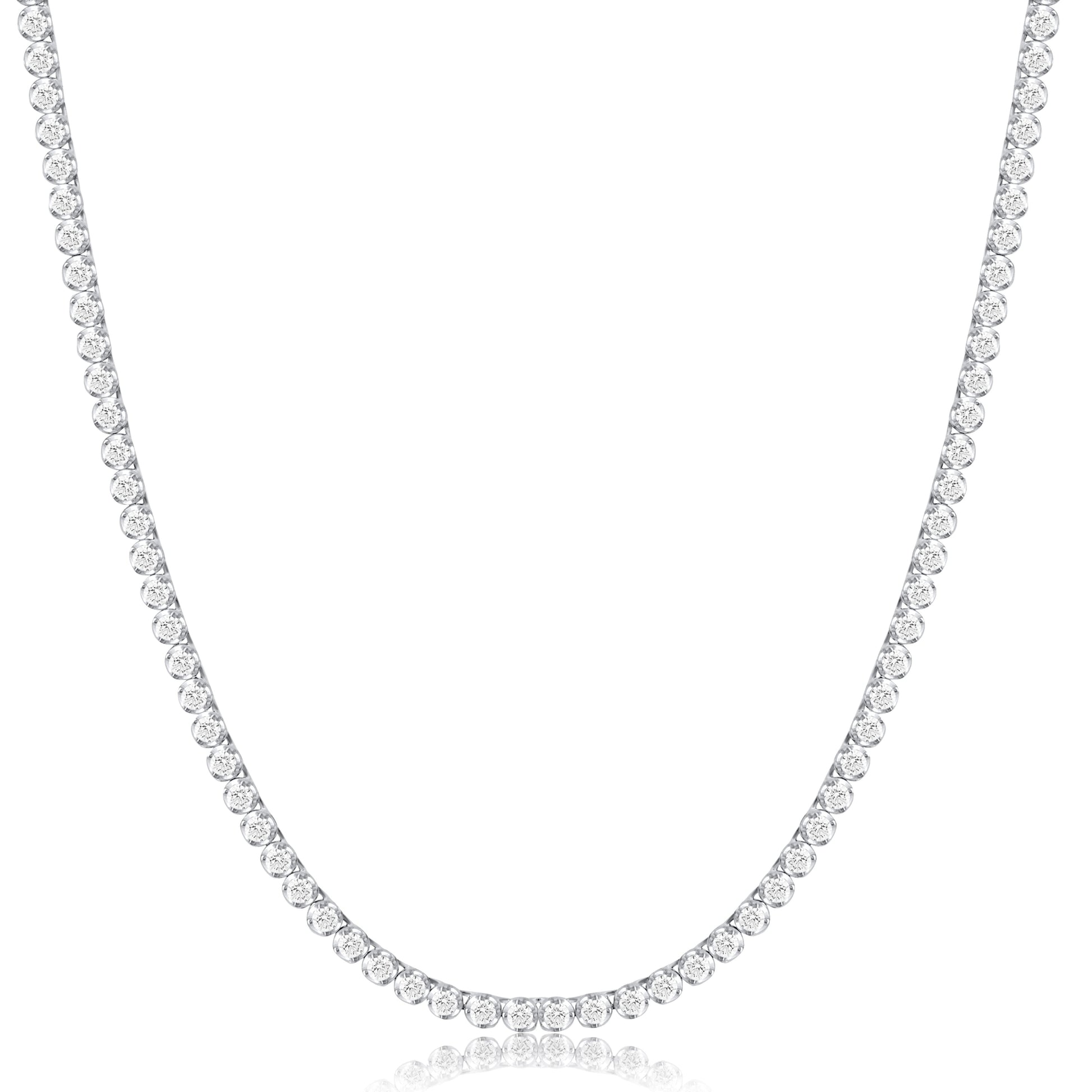 10K White Gold 5 Ct Round Cut Diamond Tennis Necklace - Dewberry Diamonds