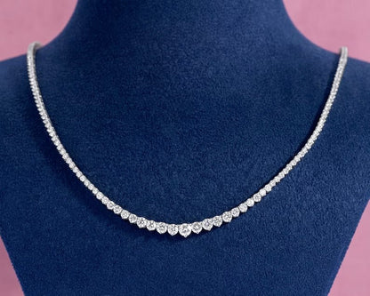 10K White Gold Graduated Tennis Necklace 7 Ct Round Diamonds - Dewberry Diamonds
