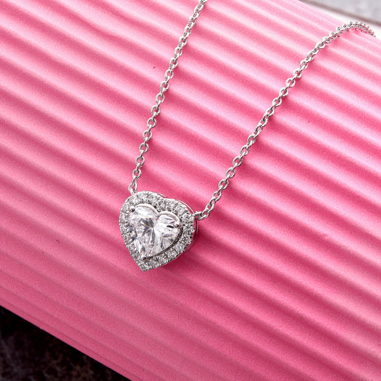 1.20 Ct Lab Grown Diamond Halo Heart Pendant Necklace - Dewberry Diamonds