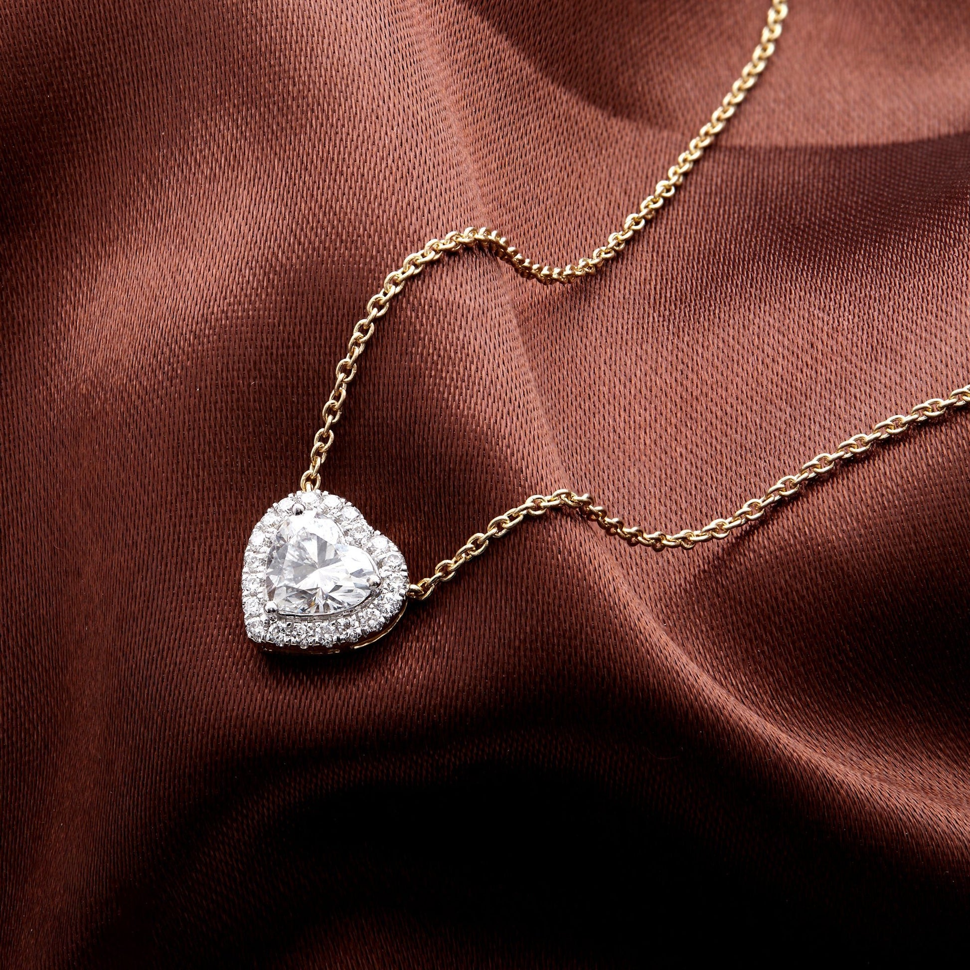 1.20 Ct Lab Grown Diamond Halo Heart Pendant Necklace - Dewberry Diamonds