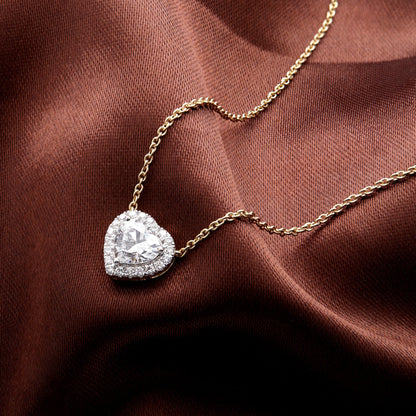 1.20 Ct Lab Grown Diamond Halo Heart Pendant Necklace - Dewberry Diamonds