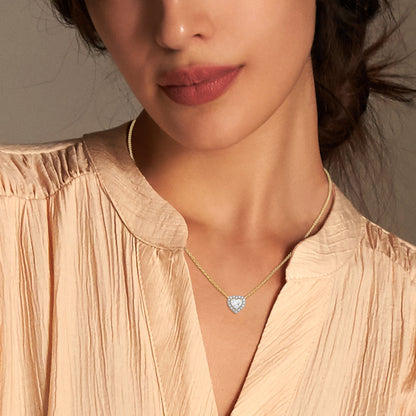 1.20 Ct Lab Grown Diamond Halo Heart Pendant Necklace - Dewberry Diamonds