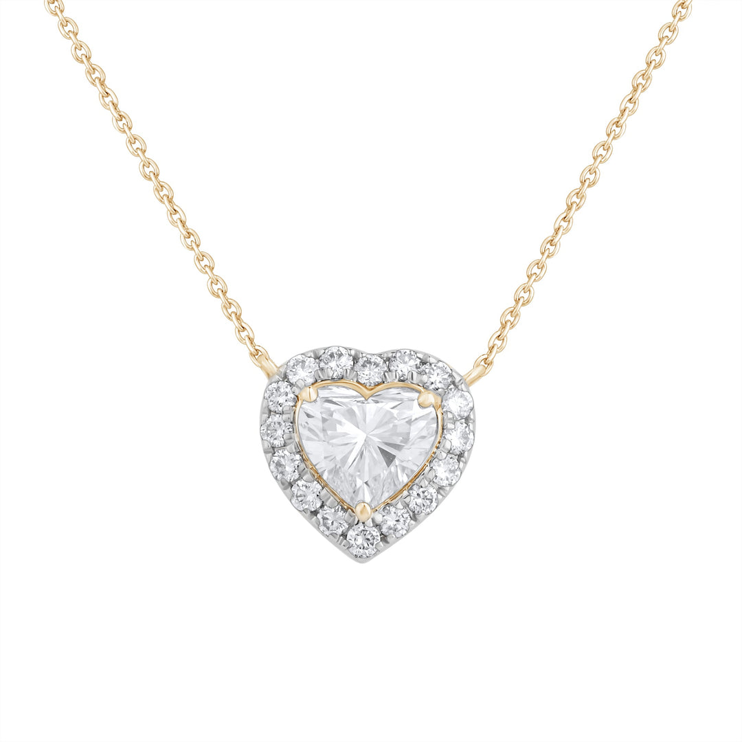 1.20 Ct Lab Grown Diamond Halo Heart Pendant Necklace - Dewberry Diamonds