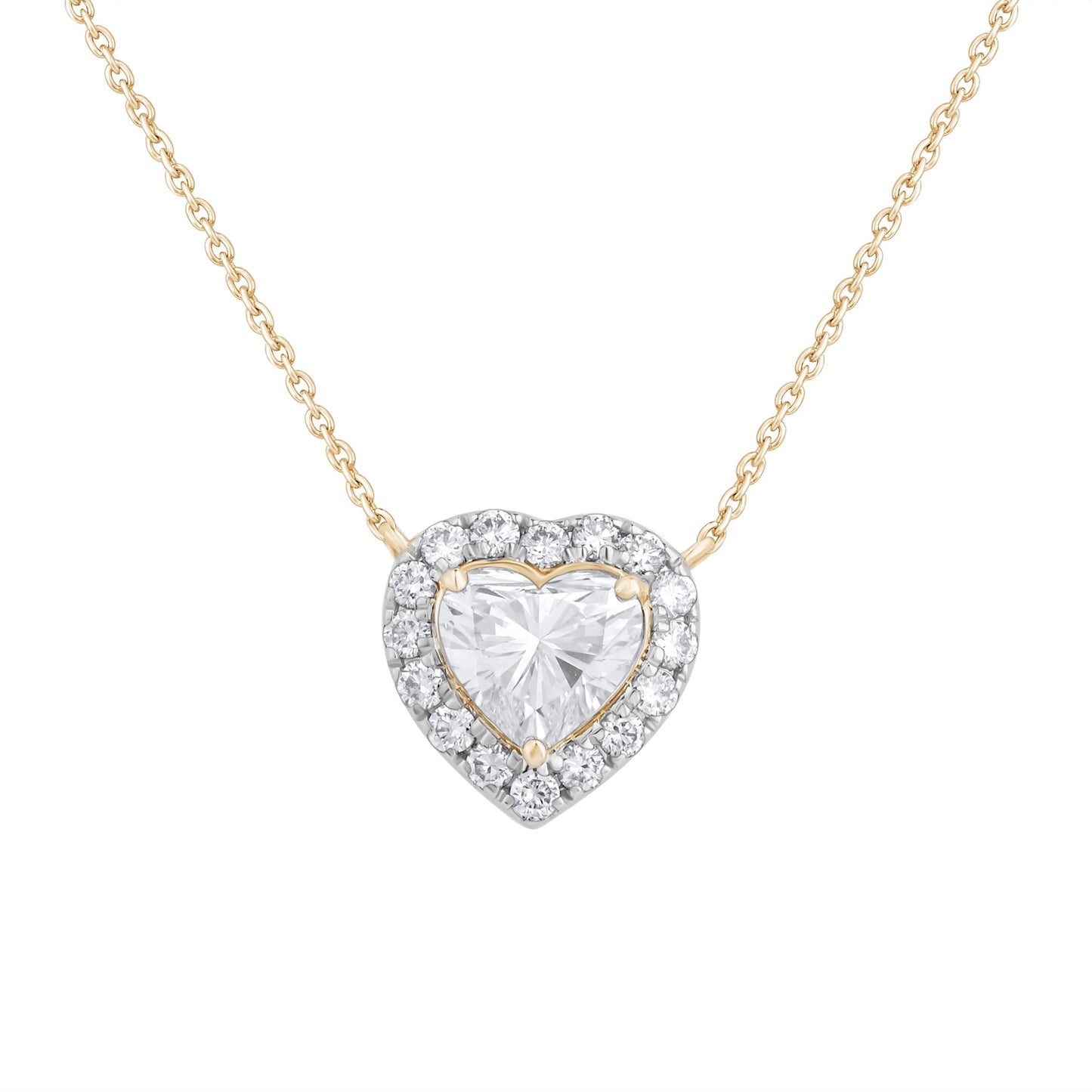 1.20 Ct Lab Grown Diamond Halo Heart Pendant Necklace - Dewberry Diamonds
