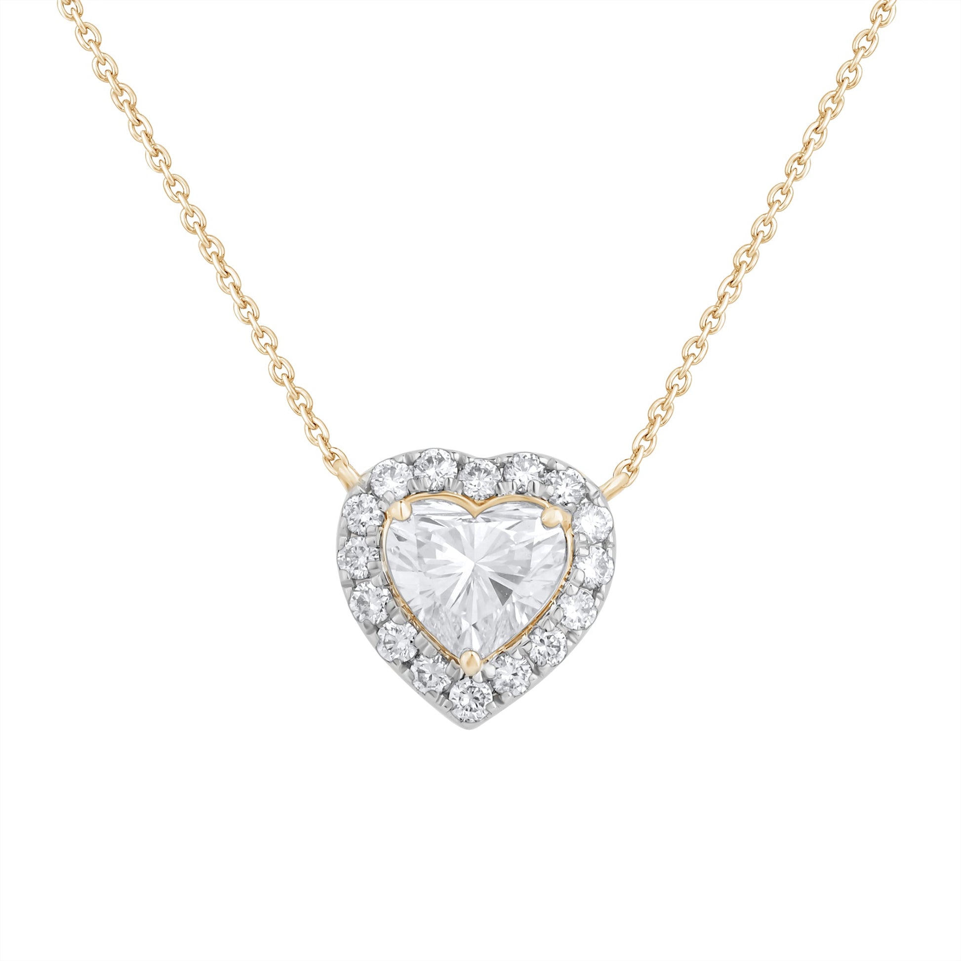 1.20 Ct Lab Grown Diamond Halo Heart Pendant Necklace - Dewberry Diamonds