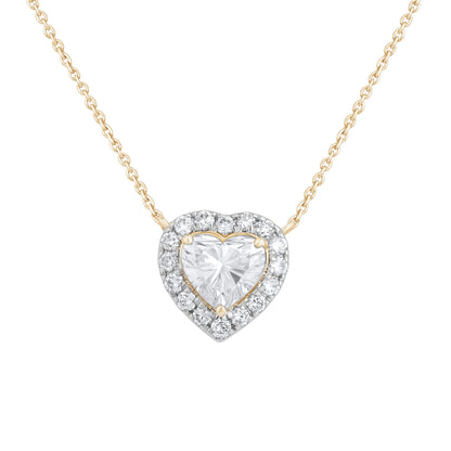 1.20 Ct Lab Grown Diamond Halo Heart Pendant Necklace - Dewberry Diamonds