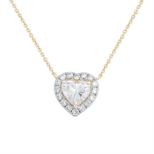 1.20 Ct Lab Grown Diamond Halo Heart Pendant Necklace - Dewberry Diamonds