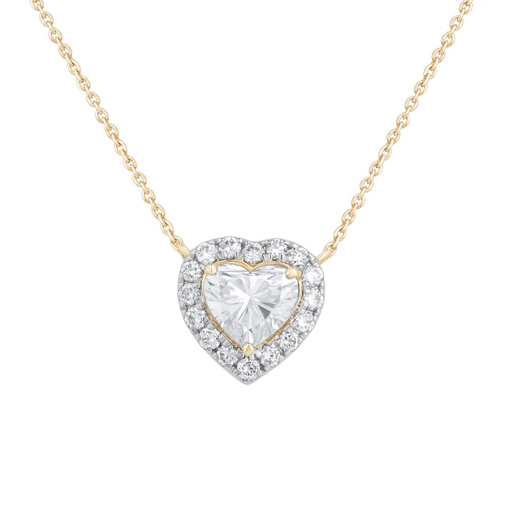 1.20 Ct Lab Grown Diamond Halo Heart Pendant Necklace - Dewberry Diamonds