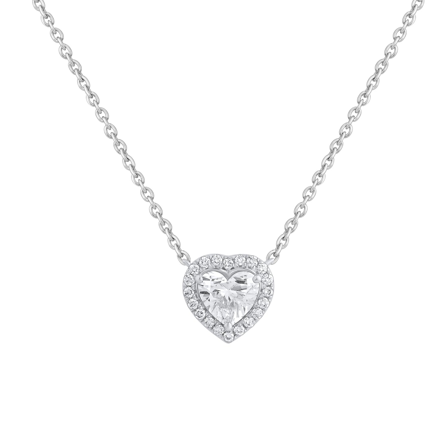 1.20 Ct Lab Grown Diamond Halo Heart Pendant Necklace - Dewberry Diamonds