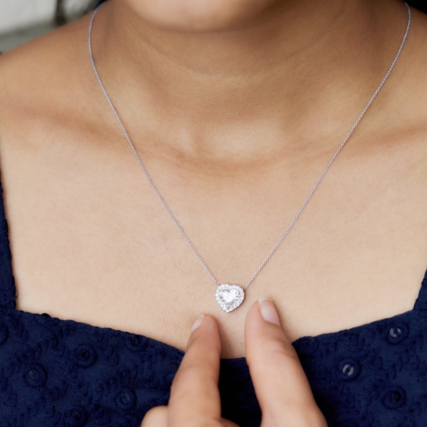 1.20 Ct Lab Grown Diamond Halo Heart Pendant Necklace - Dewberry Diamonds