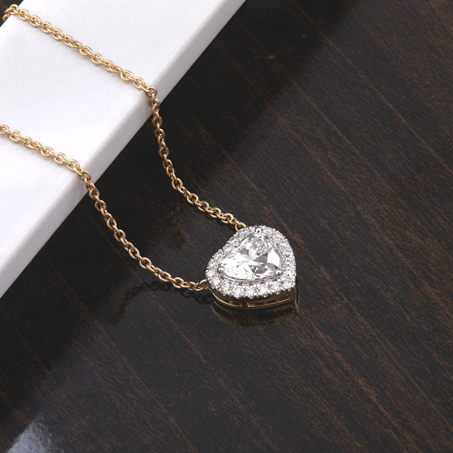 1.20 Ct Lab Grown Diamond Halo Heart Pendant Necklace - Dewberry Diamonds