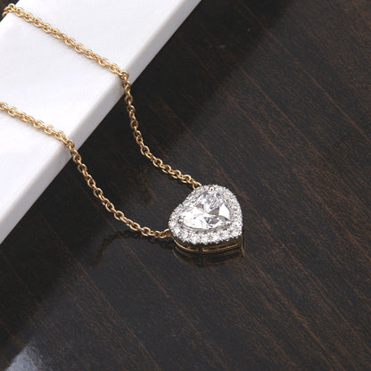 1.20 Ct Lab Grown Diamond Halo Heart Pendant Necklace - Dewberry Diamonds
