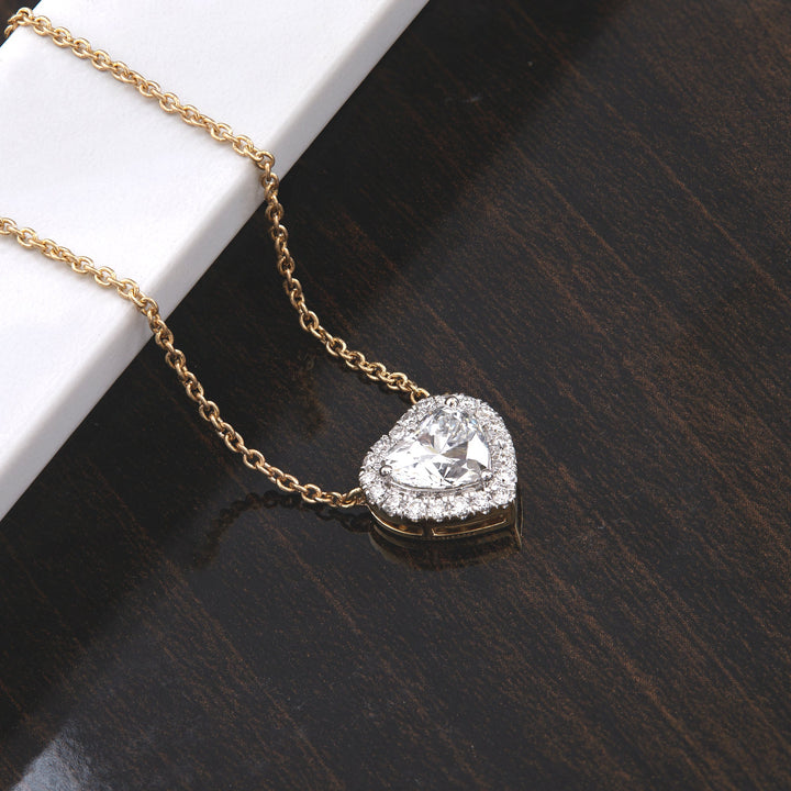 1.20 Ct Lab Grown Diamond Halo Heart Pendant Necklace - Dewberry Diamonds