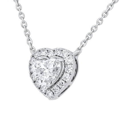 1.20 Ct Lab Grown Diamond Halo Heart Pendant Necklace - Dewberry Diamonds