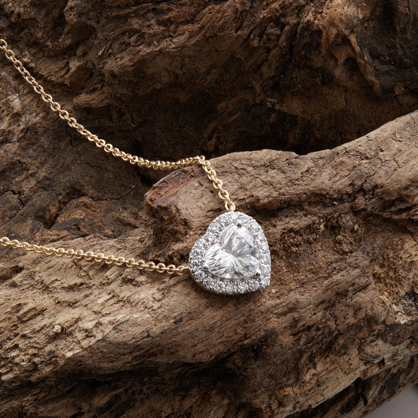 1.20 Ct Lab Grown Diamond Halo Heart Pendant Necklace - Dewberry Diamonds