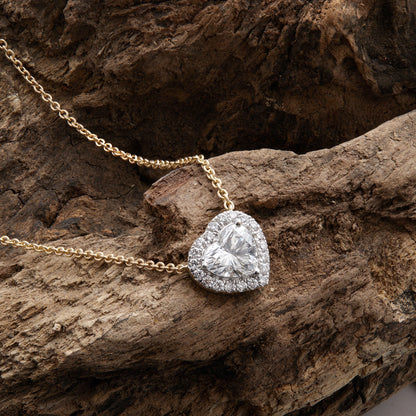 1.20 Ct Lab Grown Diamond Halo Heart Pendant Necklace - Dewberry Diamonds