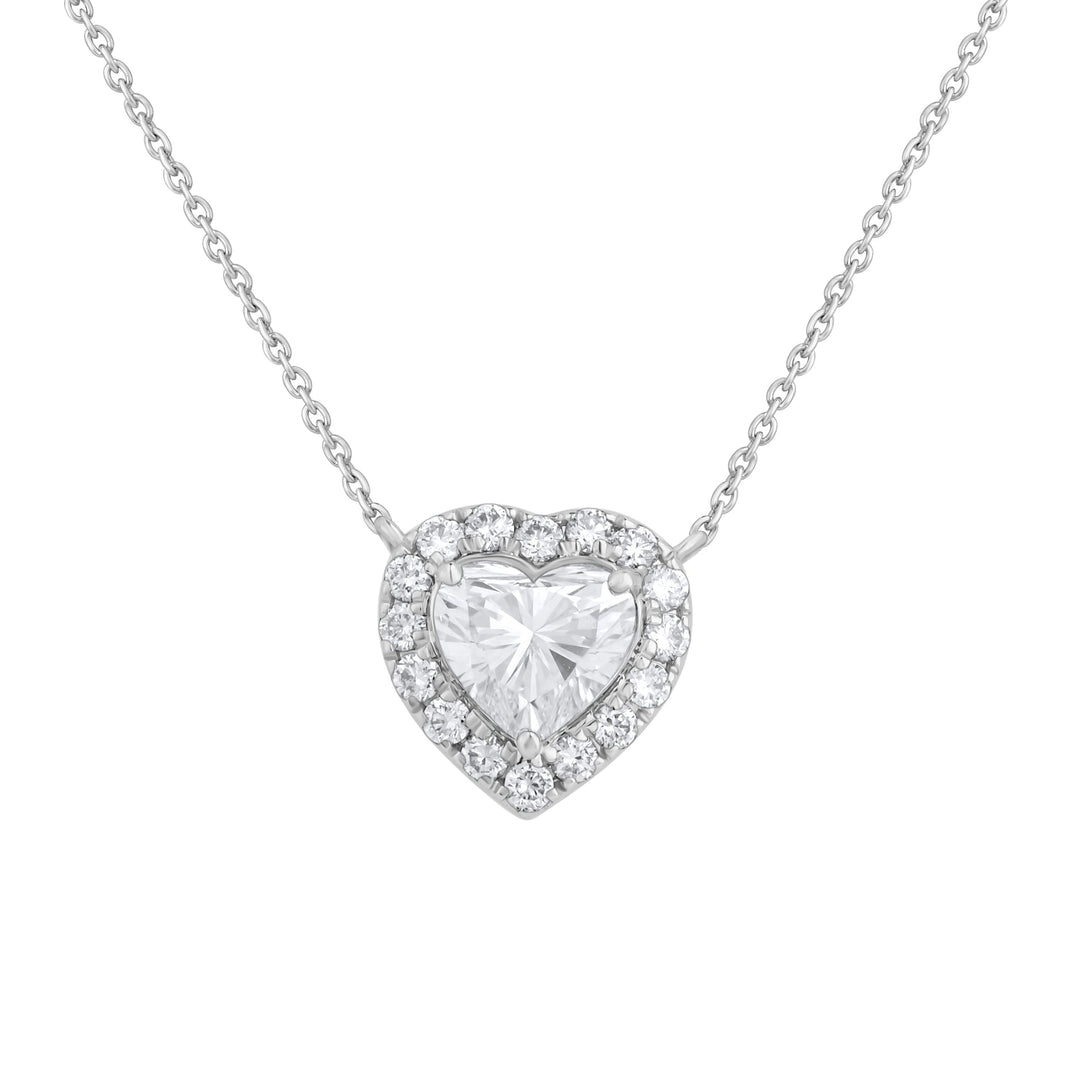 1.20 Ct Lab Grown Diamond Halo Heart Pendant Necklace - Dewberry Diamonds