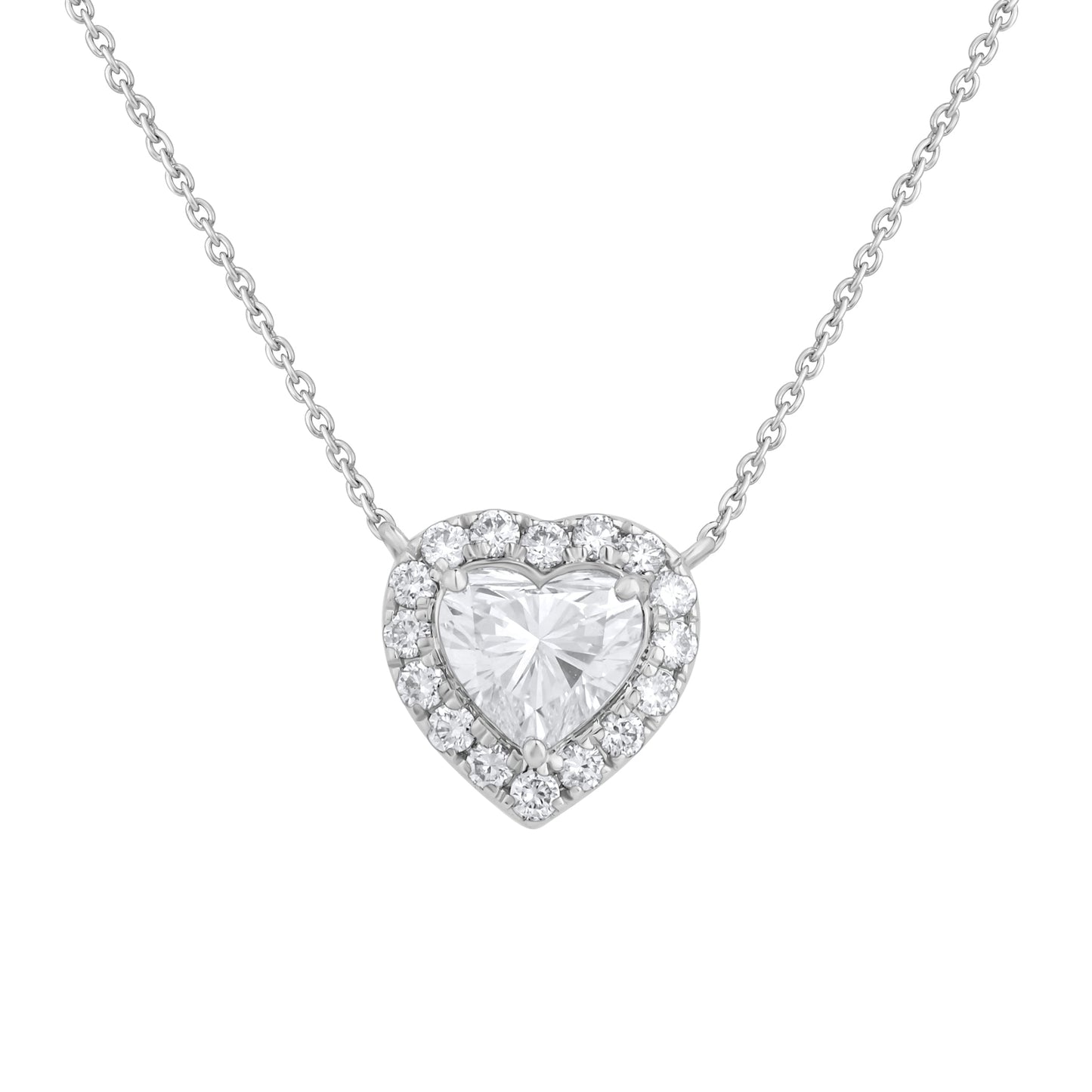 1.20 Ct Lab Grown Diamond Halo Heart Pendant Necklace - Dewberry Diamonds