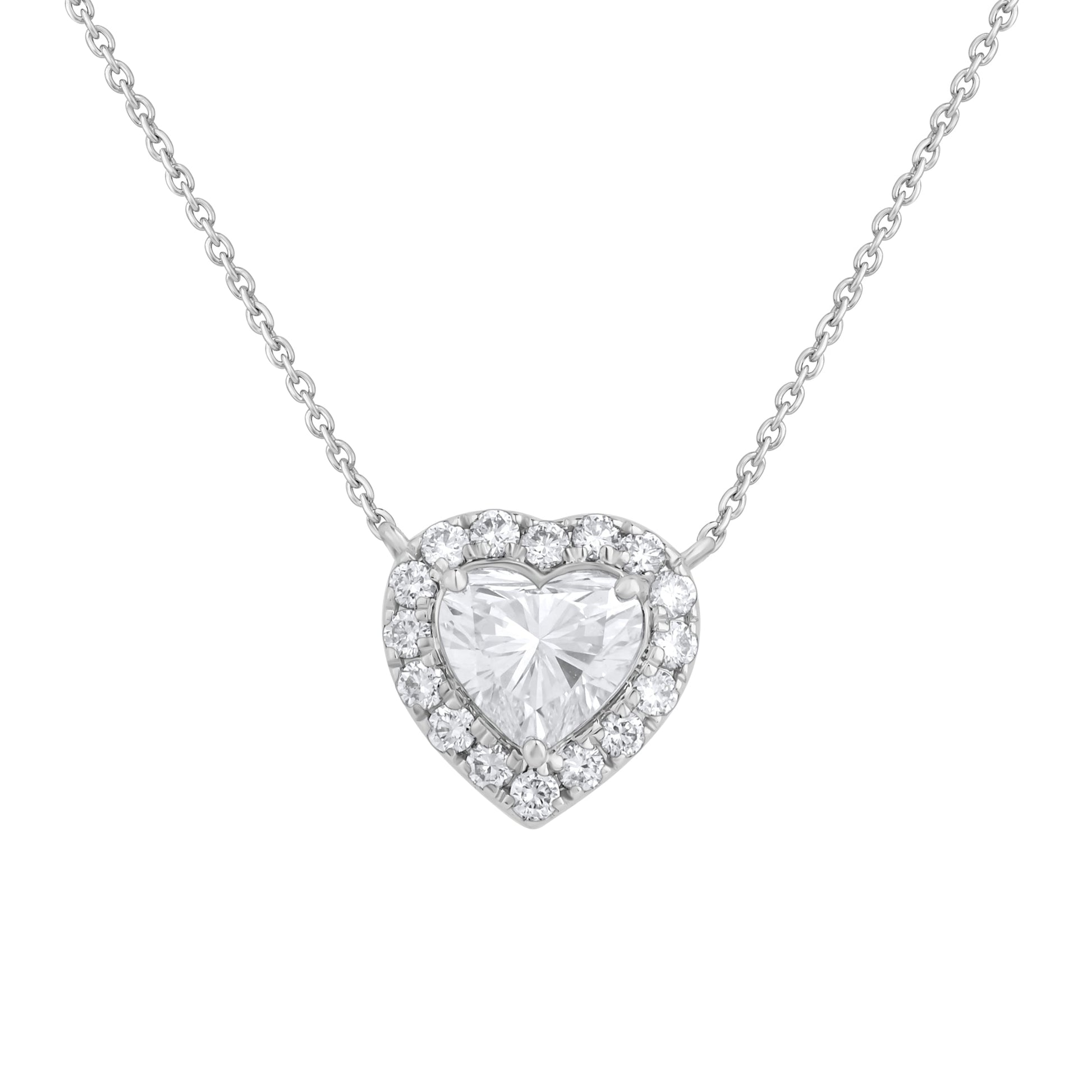 1.20 Ct Lab Grown Diamond Halo Heart Pendant Necklace - Dewberry Diamonds