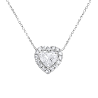 1.20 Ct Lab Grown Diamond Halo Heart Pendant Necklace - Dewberry Diamonds