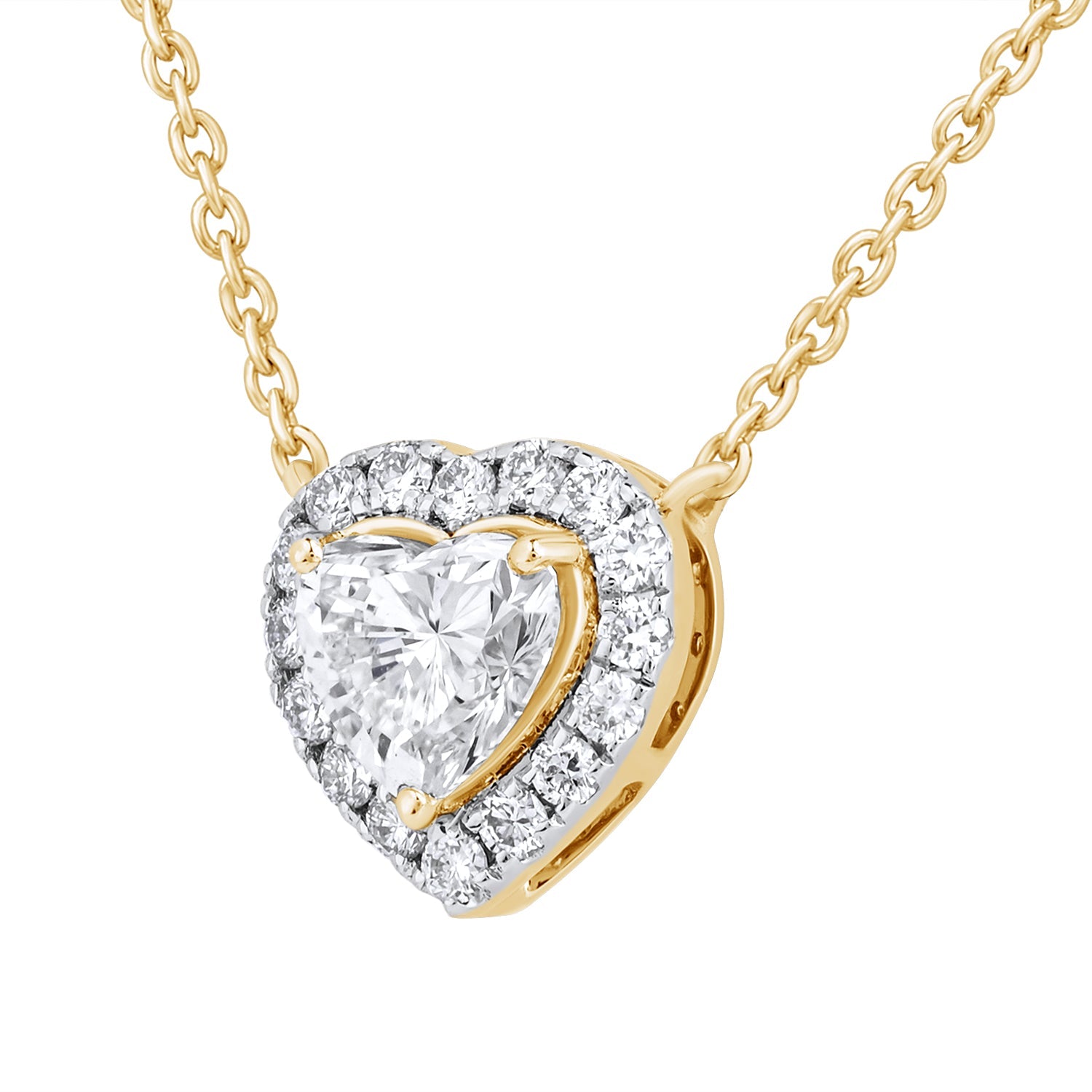 1.20 Ct Lab Grown Diamond Halo Heart Pendant Necklace - Dewberry Diamonds
