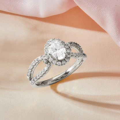 1.20 CT Oval Cut Diamond Halo Engagement Ring - Dewberry Diamonds