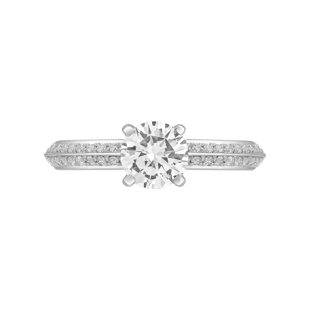 1.25 Ct 925 Sterling Silver Solitaire With Side Accent Diamond Ring - Dewberry Diamonds