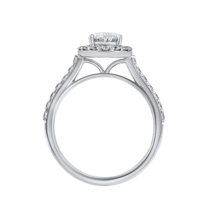 1.5 Cttw 925 Sterling Silver Solitaire with Side Accent Diamond Ring