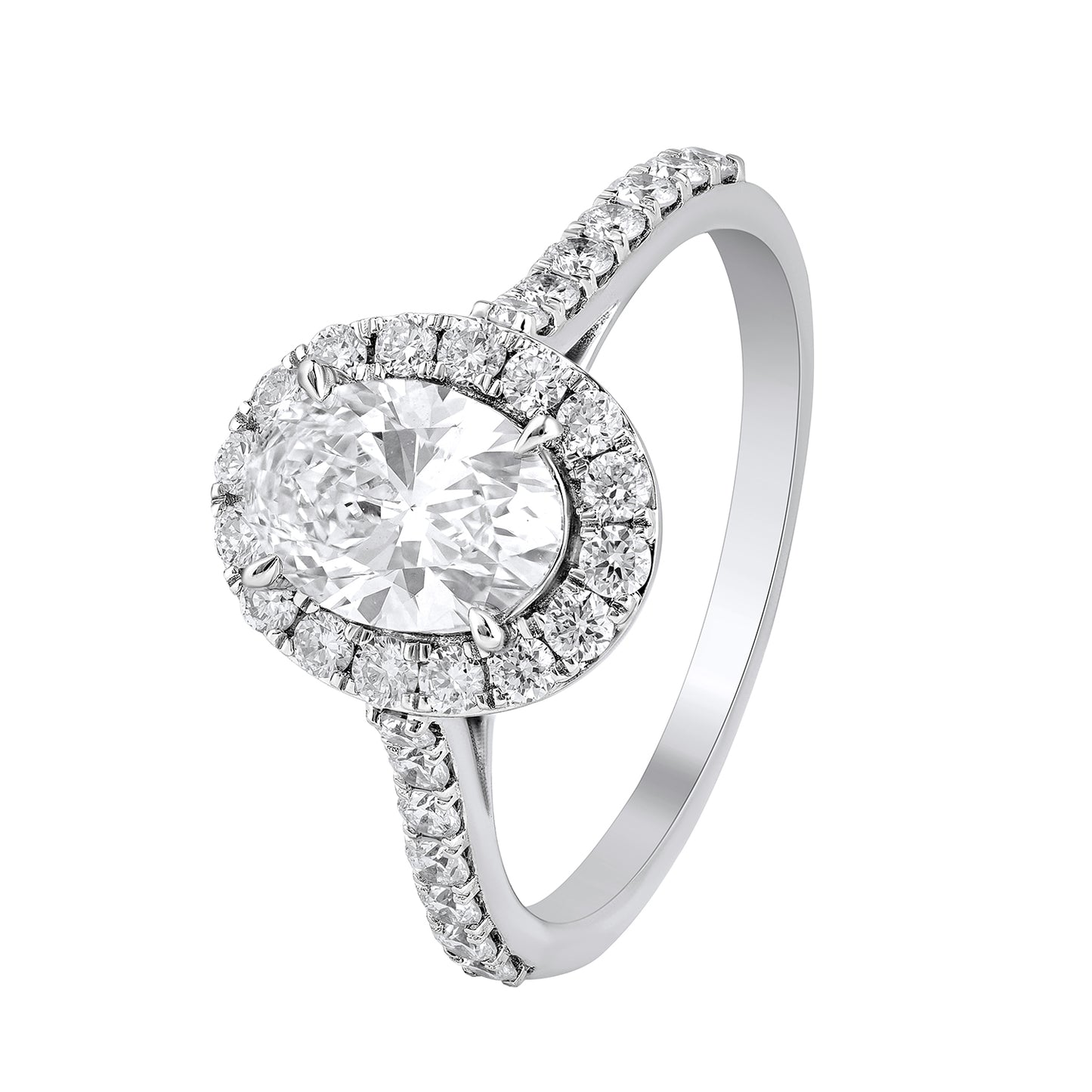 1.5 Cttw 925 Sterling Silver Solitaire with Side Accent Diamond Ring