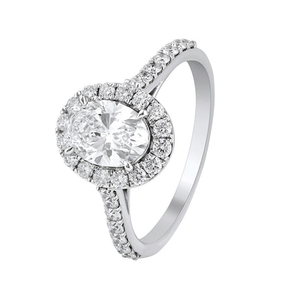1.5 Cttw 925 Sterling Silver Solitaire with Side Accent Diamond Ring