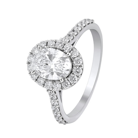 1.5 Cttw 925 Sterling Silver Solitaire with Side Accent Diamond Ring