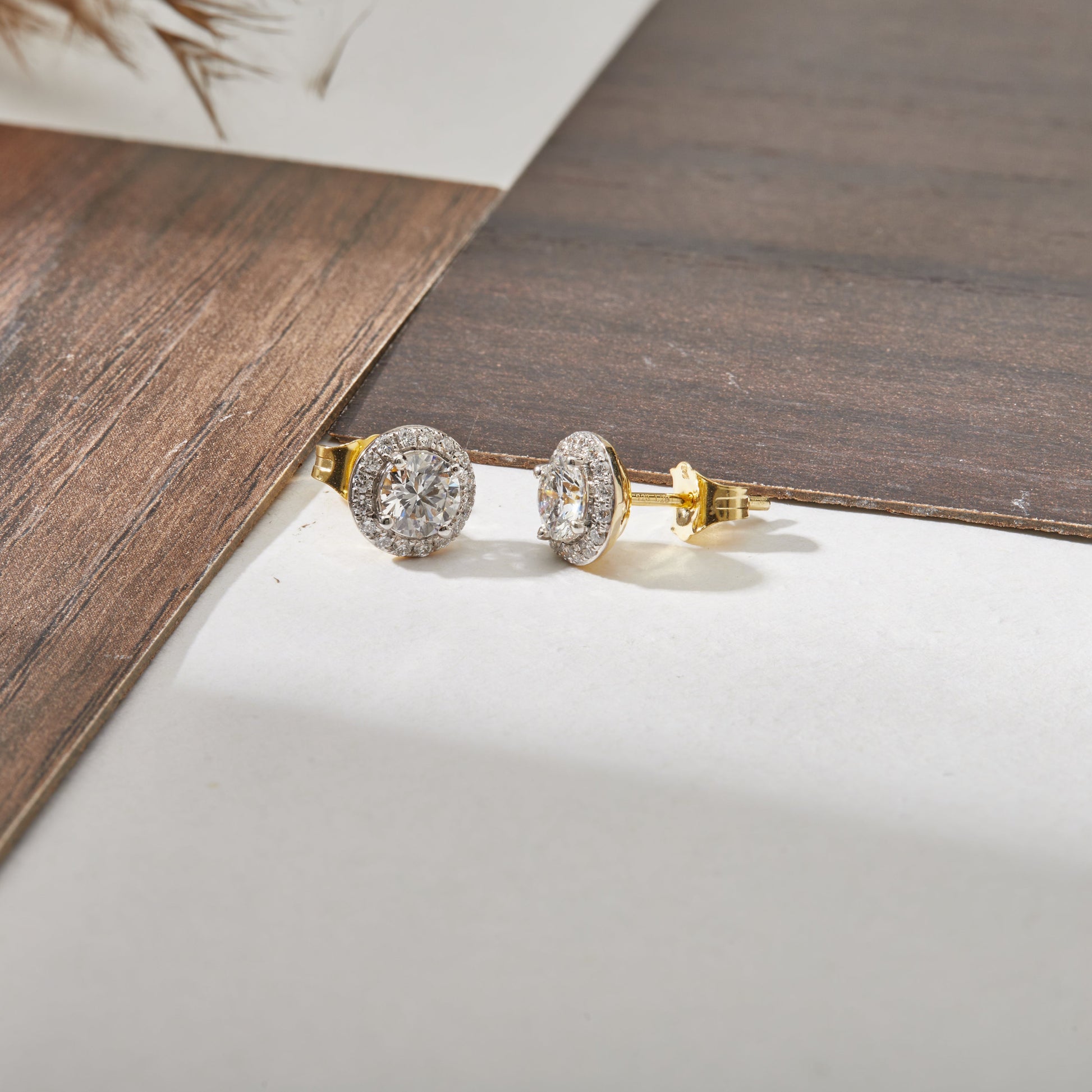 1.3 Ct Diamond 925 Silver Halo Stud Earrings - Dewberry Diamonds