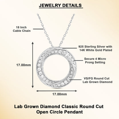 1/3 Ct Lab Grown Diamond Open Circle Pendant Necklace - Dewberry Diamonds