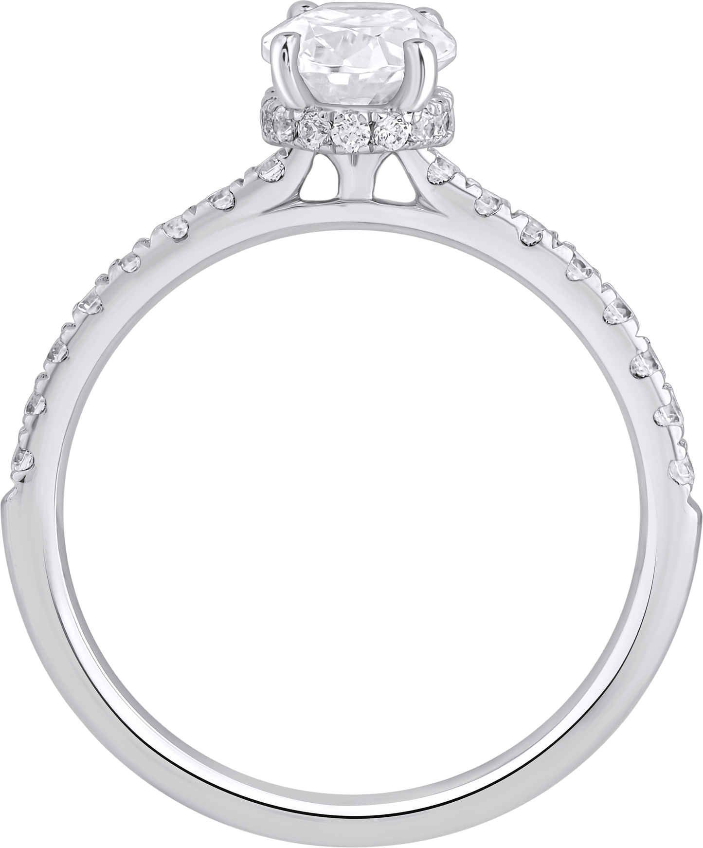 1.35 Ct 925 Sterling Silver Oval Cut Hidden Halo Diamond Ring - Dewberry Diamonds