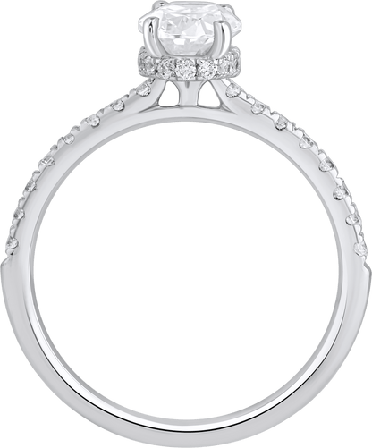 1.35 Ct 925 Sterling Silver Oval Cut Hidden Halo Diamond Ring - Dewberry Diamonds
