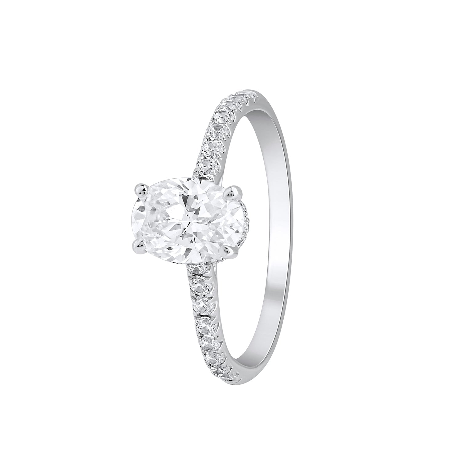1.35 Ct 925 Sterling Silver Oval Cut Hidden Halo Diamond Ring - Dewberry Diamonds