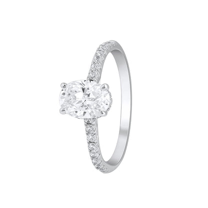 1.35 Ct 925 Sterling Silver Oval Cut Hidden Halo Diamond Ring - Dewberry Diamonds
