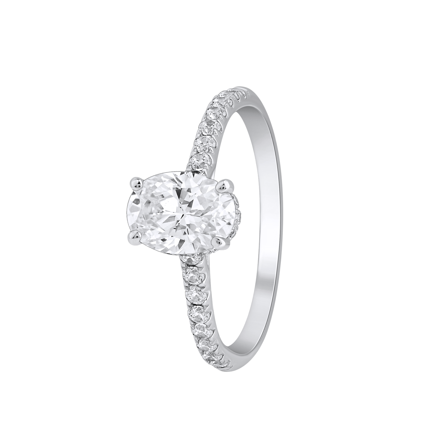 1.35 Ct 925 Sterling Silver Oval Cut Hidden Halo Diamond Ring - Dewberry Diamonds