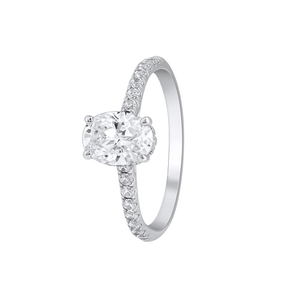 1.35 Ct 925 Sterling Silver Oval Cut Hidden Halo Diamond Ring - Dewberry Diamonds