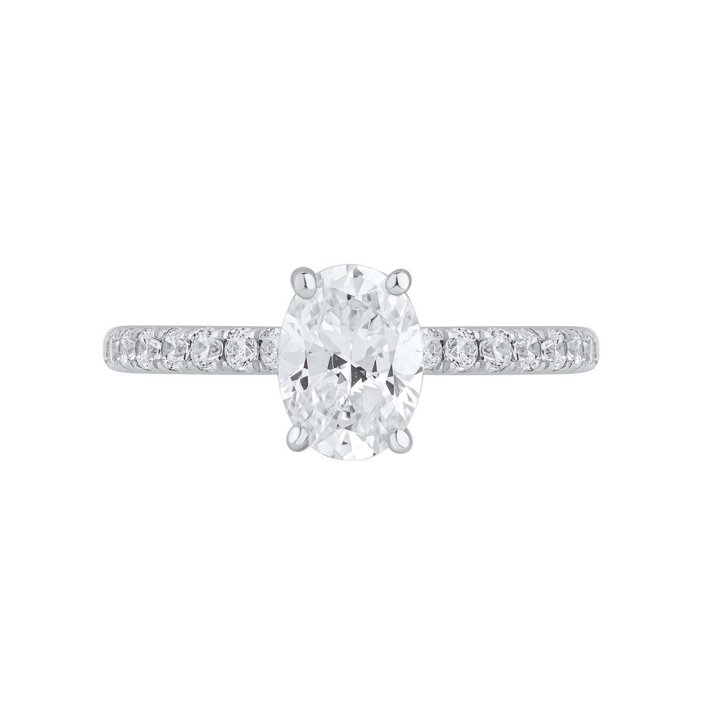 1.35 Ct 925 Sterling Silver Oval Cut Hidden Halo Diamond Ring - Dewberry Diamonds