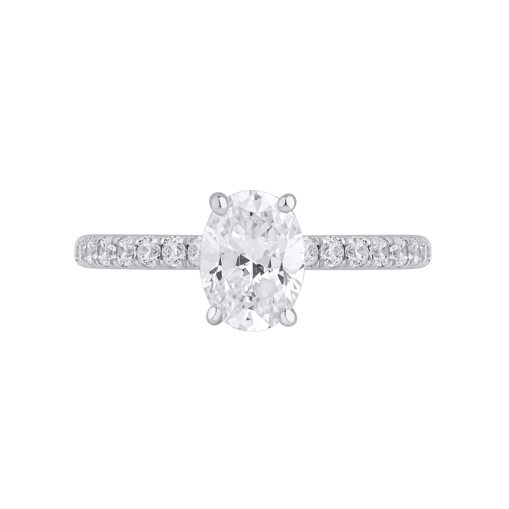 1.35 Ct 925 Sterling Silver Oval Cut Hidden Halo Diamond Ring - Dewberry Diamonds