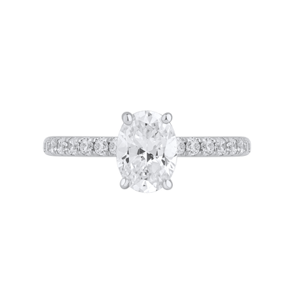 1.35 Ct 925 Sterling Silver Oval Cut Hidden Halo Diamond Ring - Dewberry Diamonds