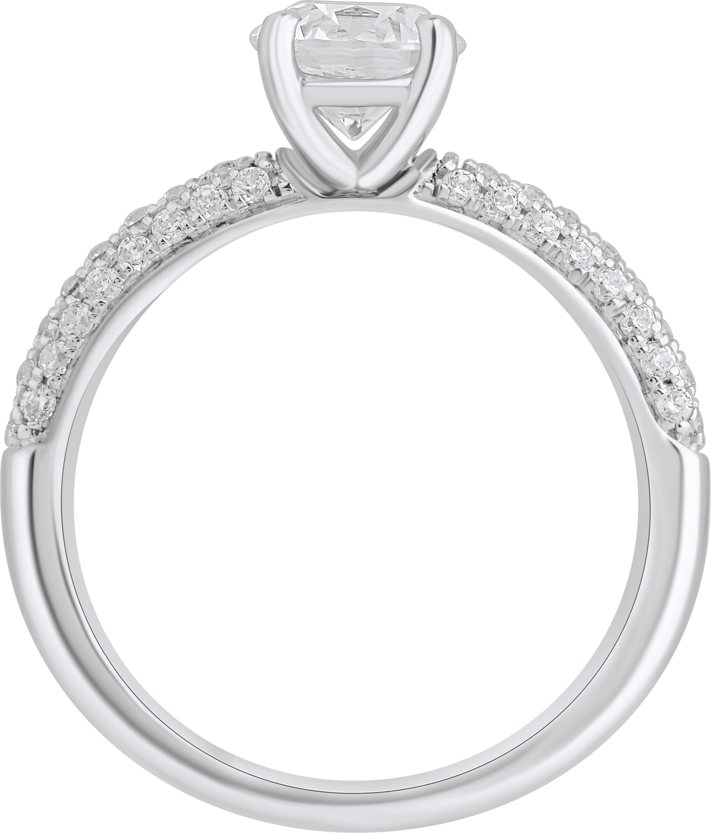1.40 Ct 925 Sterling Silver Solitaire Pave Set Accent Diamond Ring - Dewberry Diamonds