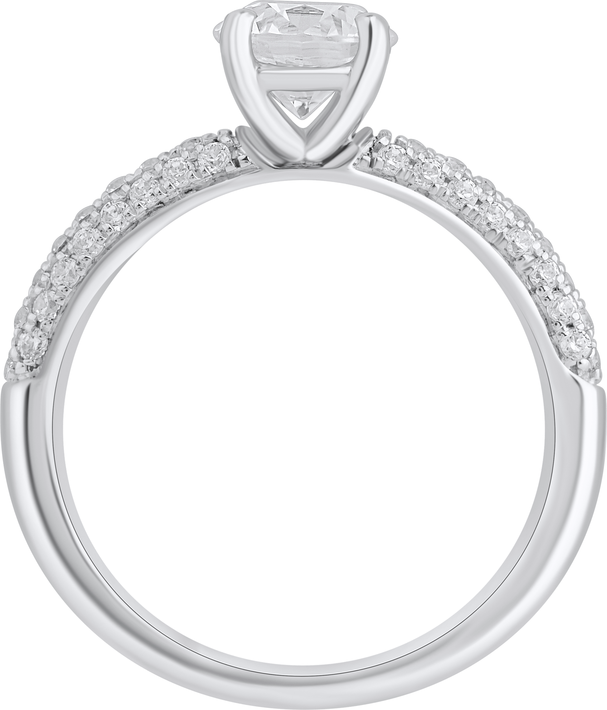 1.40 Ct 925 Sterling Silver Solitaire Pave Set Accent Diamond Ring - Dewberry Diamonds