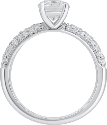 1.40 Ct 925 Sterling Silver Solitaire Pave Set Accent Diamond Ring - Dewberry Diamonds